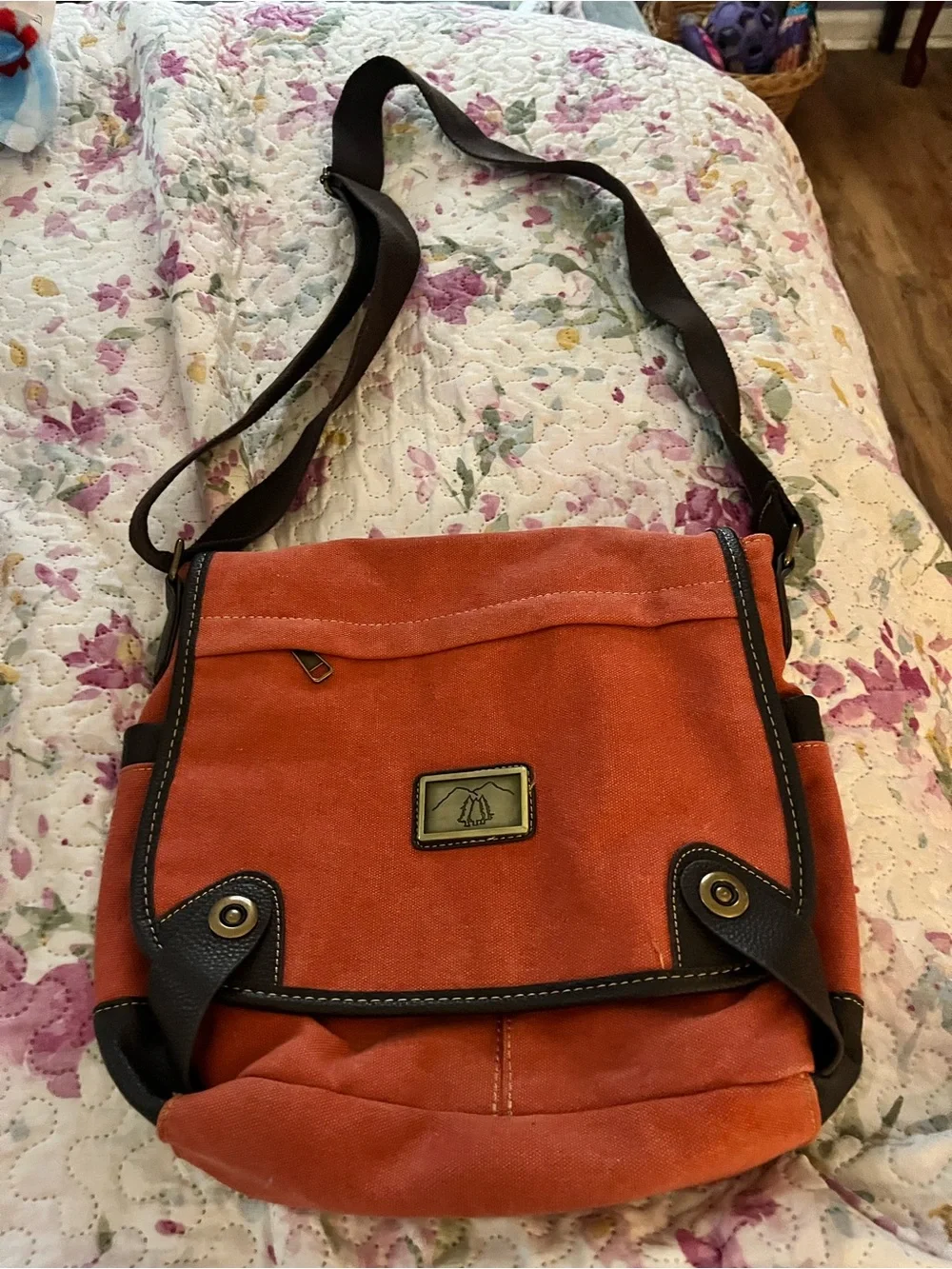 Orange Canvas Crossbody Messenger Bag
